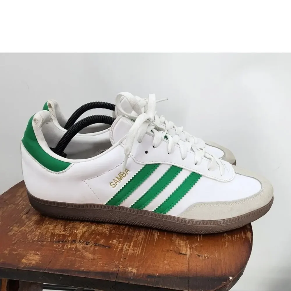 Adidas Samba Green‎ White Brown Size 11 **Flawed**